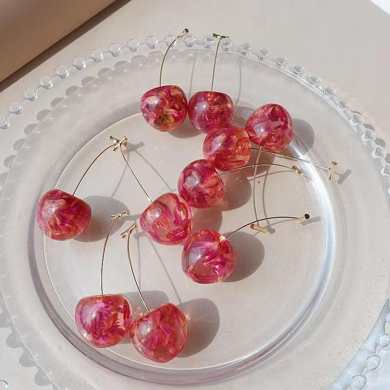 New Cherry Female Earrings Temperament Sweet and Fresh Earrings Cherry Earrings Resin Ladies Earrings Jewelry Gifts