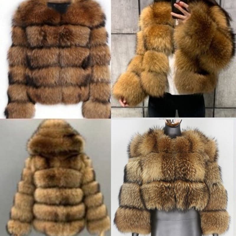 Women's Clothing Best-selling Jackets Raccoon Fur Splicing Women's Artificial Fur