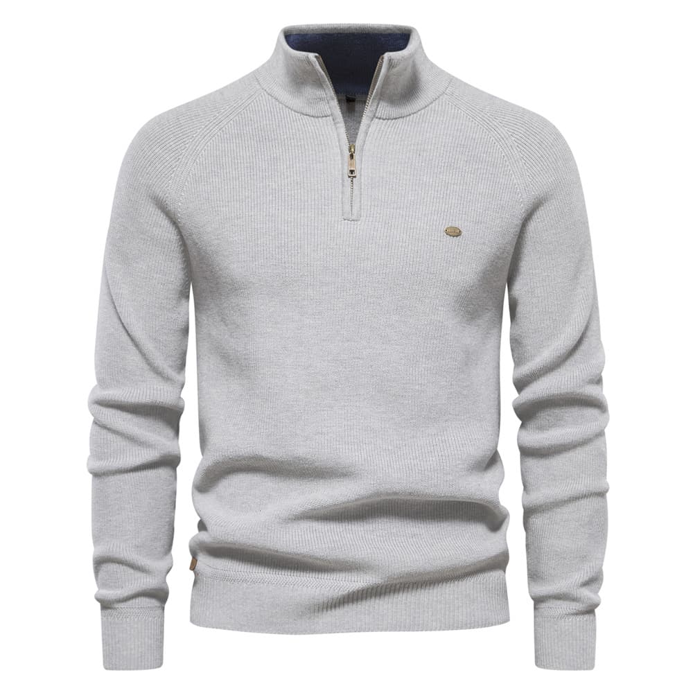 Man's Clothing Men's Sweater Men's Long Sleeve Zipper Stand Collar Solid Color Casual Men's Wear