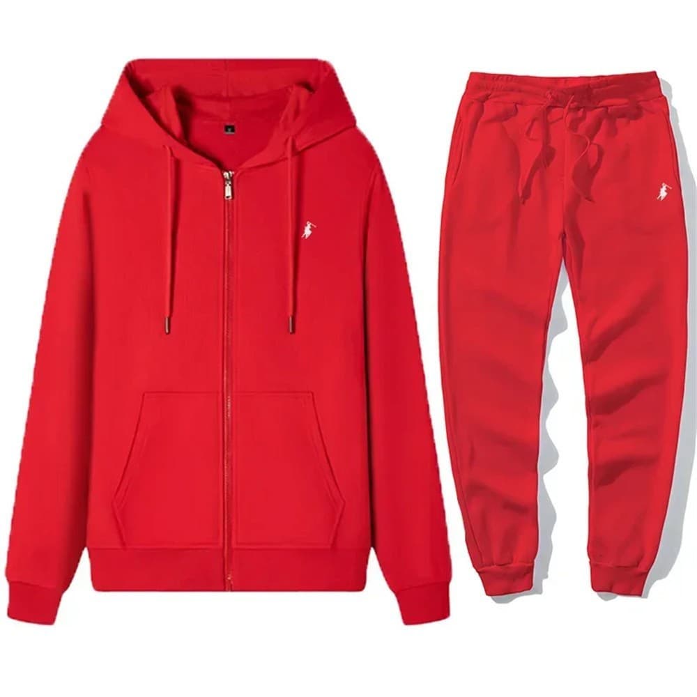 Ensemble cardigan brodé RL Pony printemps-automne pour homme et femme, fermeture éclair, veste à capuche + pantalon