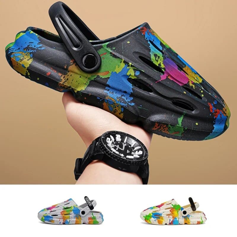 Beach Hollow Platform Sandals Summer Men's Casual EVA Slippers Outdoor Perforated Shoes