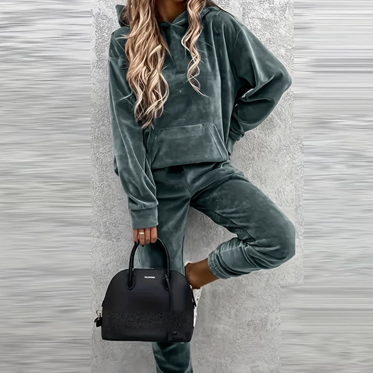 Women's clothing Solid color casual two-piece set