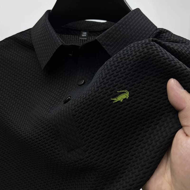 Hommes broderie marque de haute qualité tricoté glace leia col décontracté Polo côtes haut respirant à manches courtes T-shirt