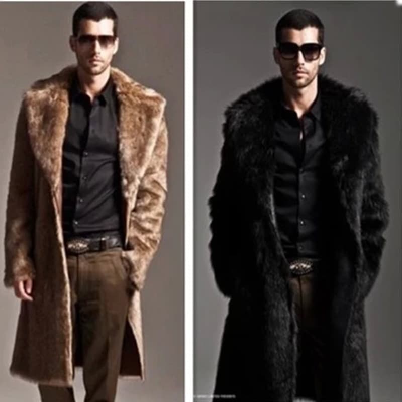 Men's Clothing Cross Border Supply Faux Fur Coat Men's Medium Long Artificial Fur Warm Fur Coat