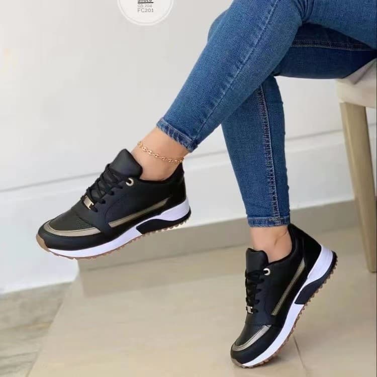 Baskets compensées pour femmes, confortables, bout rond, semelle coussinée, 4 couleurs, jusqu'à la pointure 42 (EU), baskets décontractées en toile