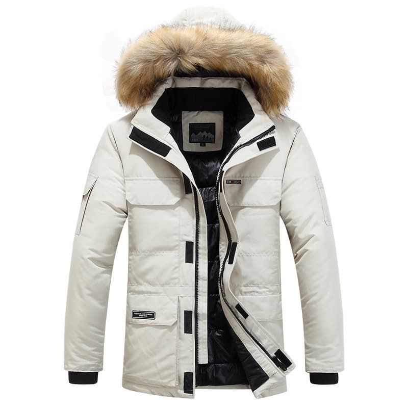 Men's Clothing Thickened Cotton Jacket Mid Length Men's Hooded Trendy Cotton Jacket