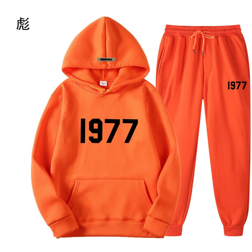Ensemble pull polaire ample ESSENTIALS Double FOG Fashion Brand High Street, sweat à capuche unisexe avec inscription 1977.