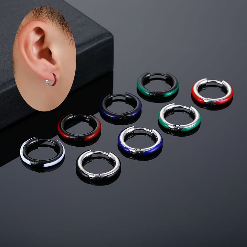 titanium steel oil dripping coil stainless steel earrings trendy jewelry arc shaped smooth titanium steel earrings round wire earrings