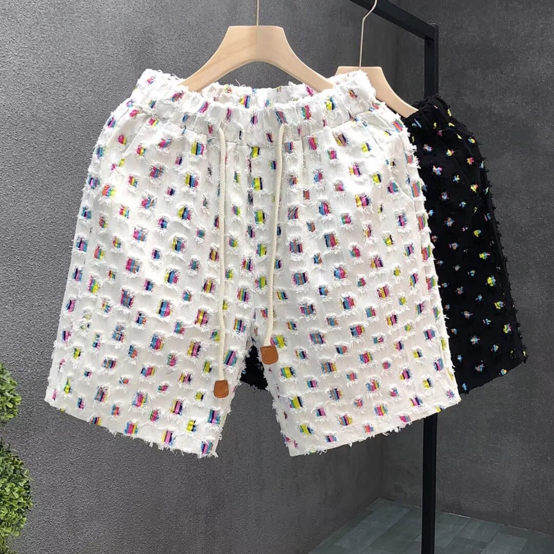 Men's Clothing Summer New Hole Hollow Shorts Men's Trendy Loose Light Luxury Fashion Pants Handsome Casual Sports Shorts