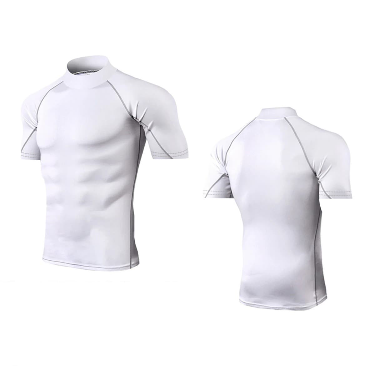 Men's Clothing Fitness Tights Sports Body Shaping Breathable Quick Drying Training High Collar Short Sleeved Tops