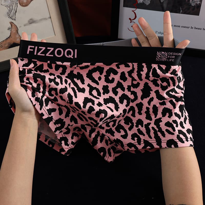 Men's Underwear, Men's Leopard Print Pure Cotton Breathable Boxer Shorts, Personalized And Fashionable Printed Four Cornered Shorts
