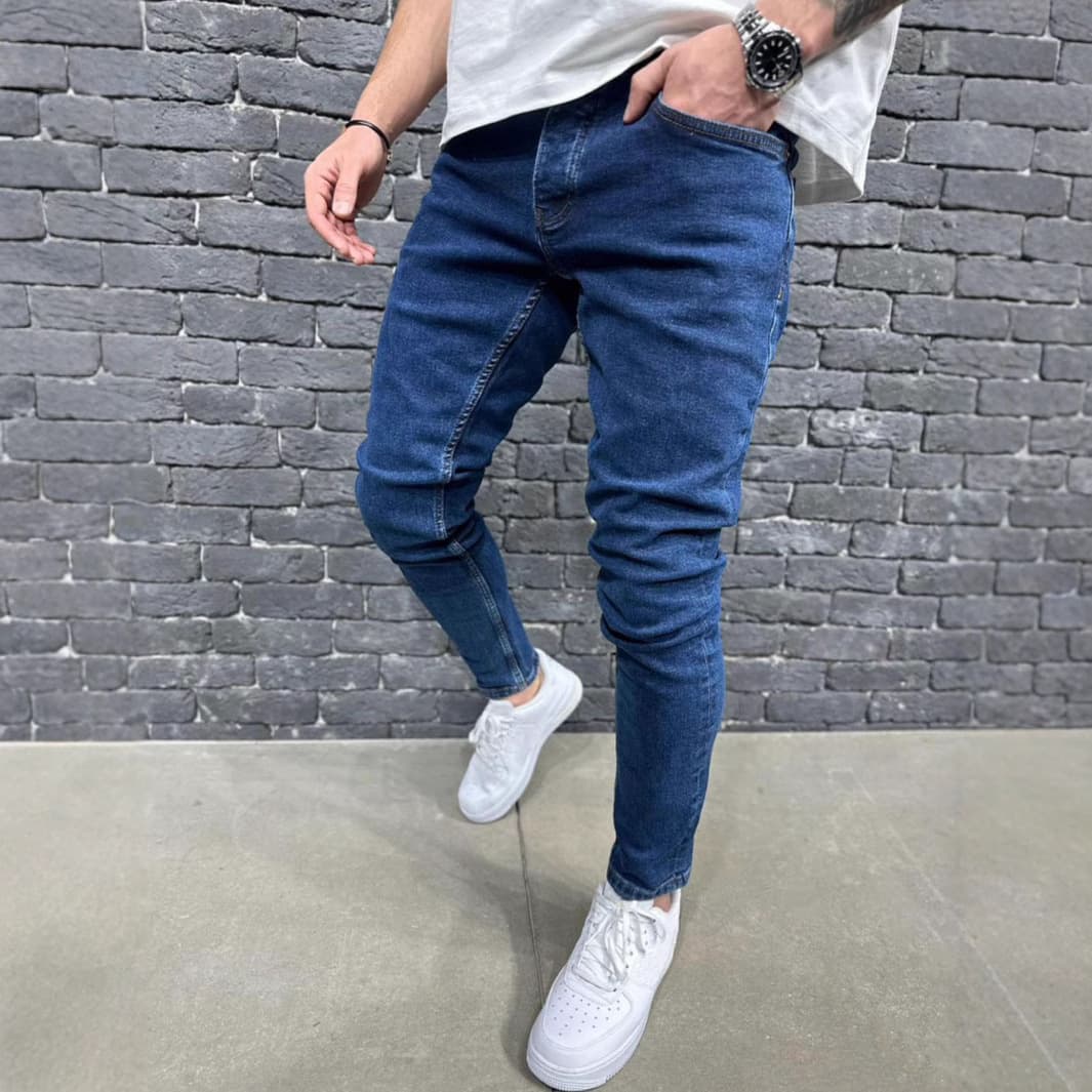 Men's Clothing Retro High Street Casual Jeans Design Slim Fit Trousers