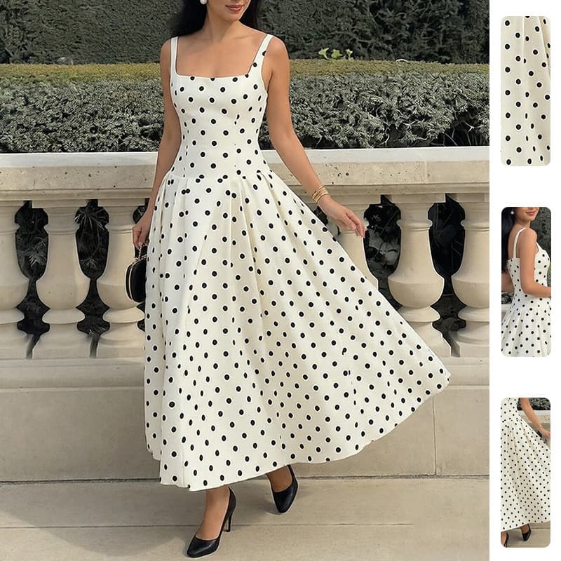 2026 Spring New Women's Clothing European And American Cross-Border Fashionable High-End Polka Dot Retro Strapless Dress