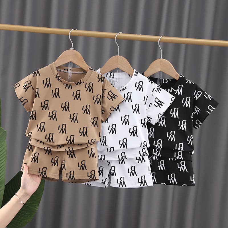 Mother & Kids Children's boy and girl baby suits 2024 Korean version boys' stylish printed suits two-piece suits for small and medium children