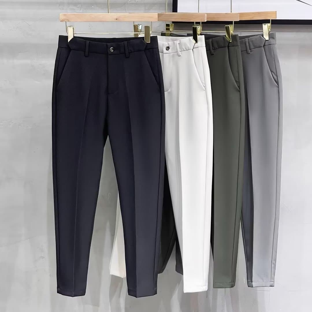 Men's Clothing High-end men's casual pants slim spring and autumn new straight suit pants men's high-end drape nine-point pants