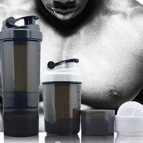 Kaou 3 in 1 Gym Body Building Water Bottle Protein Powder Mixer Shaker with Mesh Grid