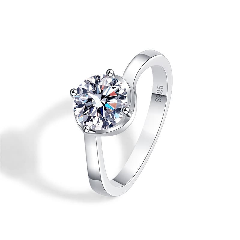 Silver Starlight One Carat Women's Korean Edition Micro Set Six Claw Diamond Ring Mosang Stone