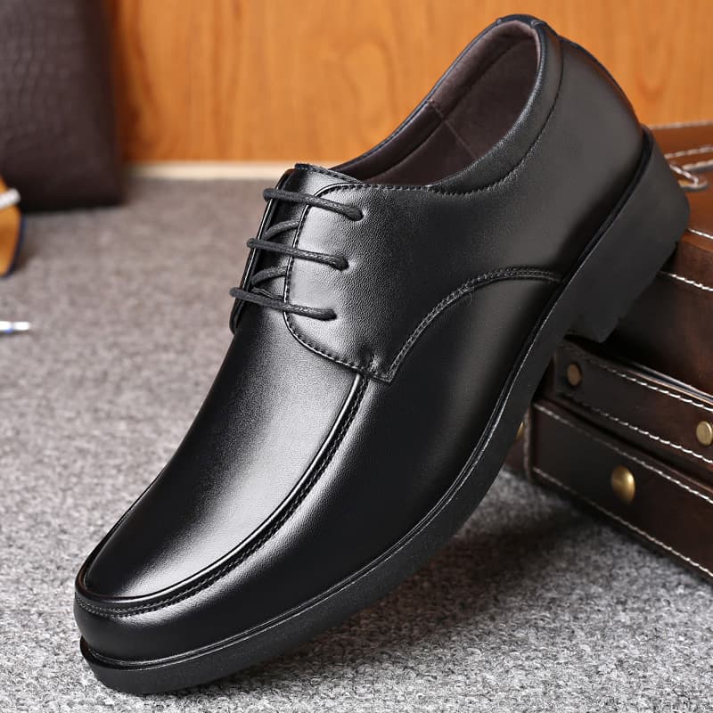 New 2025 Autumn Winter Men's Business Shoes Round Headed Formal Leather Shoes Black Casual Work Shoe Lace Up Male Zapatos Homme
