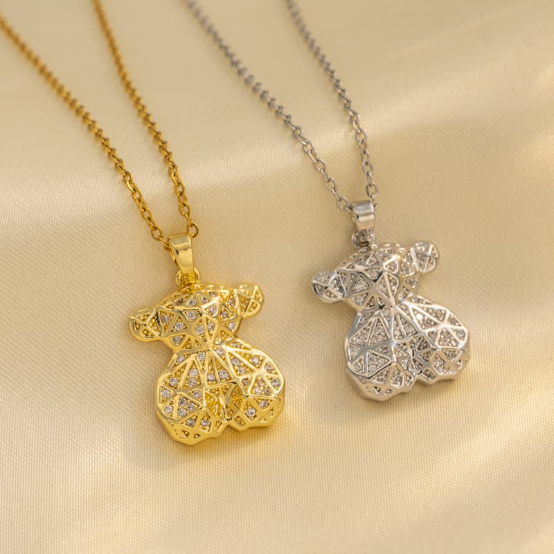 Advanced design sense, machine, teddy bear necklace pendant, trendy versatile hip-hop, sweet and cool, light luxury,