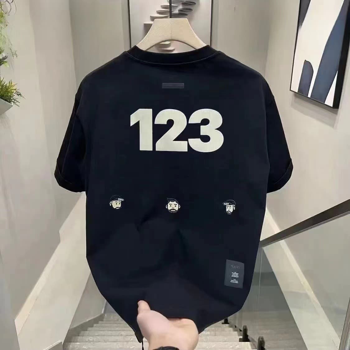 Men's Clothing Plus Size Casual Cotton Round Neck Printed Short T Shirt Loose Short Sleeve Shirt