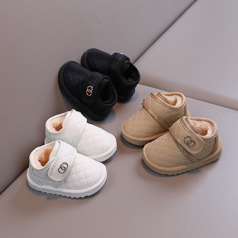 Baby plush thick cotton snow boots winter warm baby walking boys and girls shoes soft sole waterproof