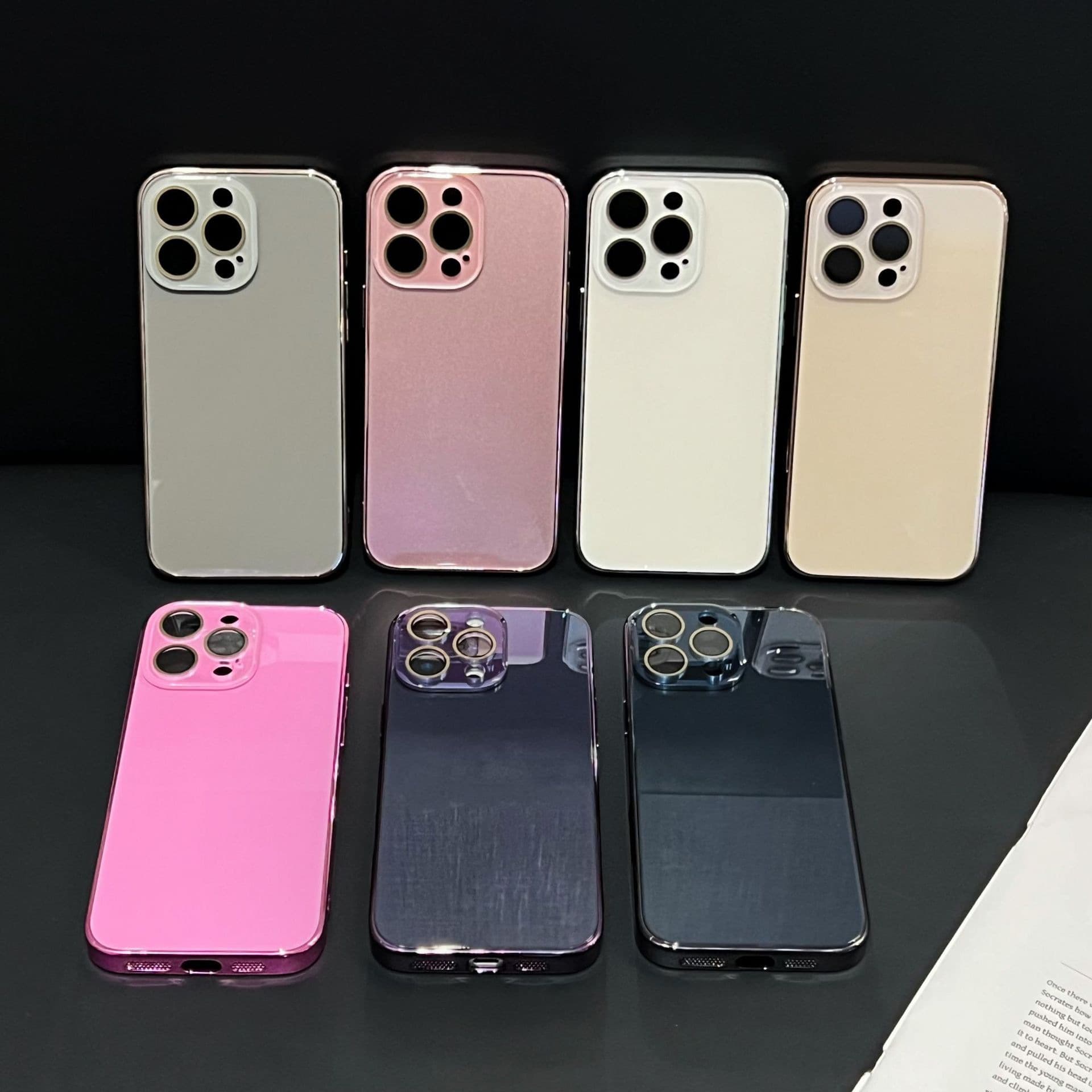 New Electroplated Glass Phone Case Compatible With IPhone 16 15 Pro Max Solid Color 13/14 Models
