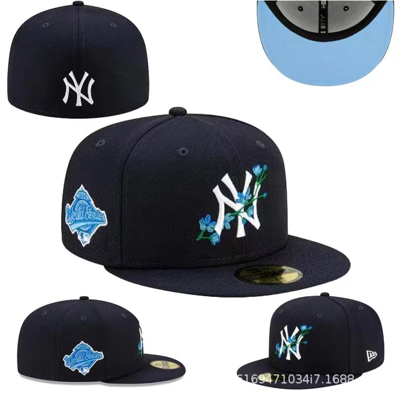 Casquette de baseball 2024 New NY, grande taille, entièrement fermée, avec pare-soleil et broderie non réglable.