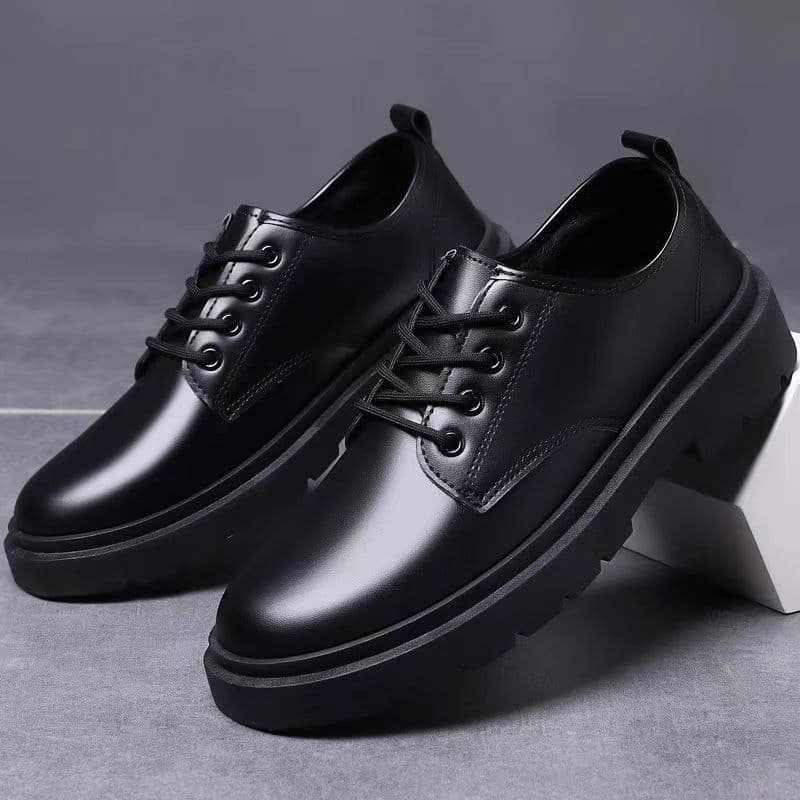 Men's Shoes Leather Shoes New Spring And Autumn Black Casual Leather Shoes Men's Business Lace Up Formal Men's Leather Shoes