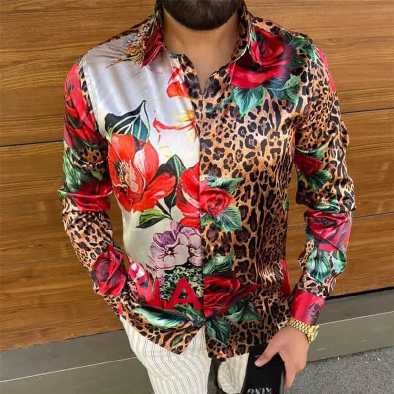 Chemise cintrée imprimée à manches longues pour hommes, nouvelle tendance de la mode 2023