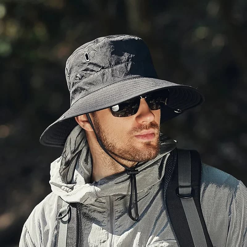 Hot Sale Summer Bucket Hat for Men Fisherman Cap Fishing Outdoor Sunshade Big Brim Sunscreen Riding Hiking Suncreen Sunhat