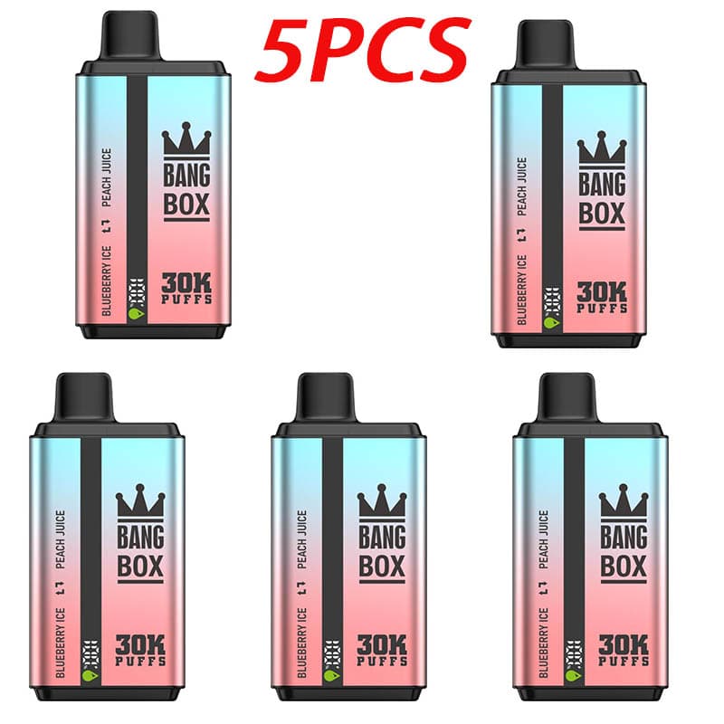 Lot de 5 vapes jetables à double saveur Bang Box 30 KPuffs, 35 ml, pré-remplies, 850 mAh, écran de type C