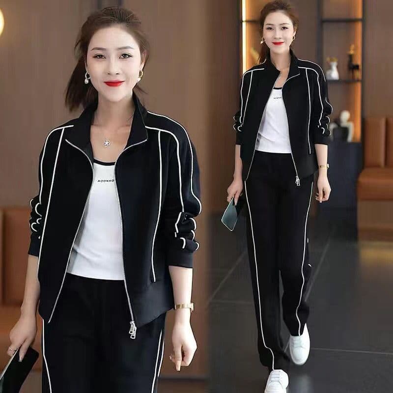 Women's Clothing Casual Sports Suits Spring And Autumn New Women's Fashion Age Reducing Slim Cardigan Sweatshirt Sweatpants Two Piece Suit