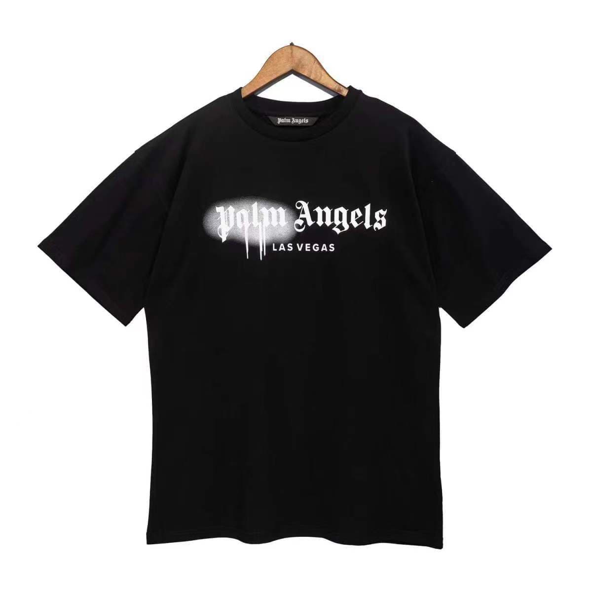 T-shirts en coton à manches courtes pour hommes et femmes, amples et décontractés, avec lettres graffiti dissolvantes, palmiers, anges