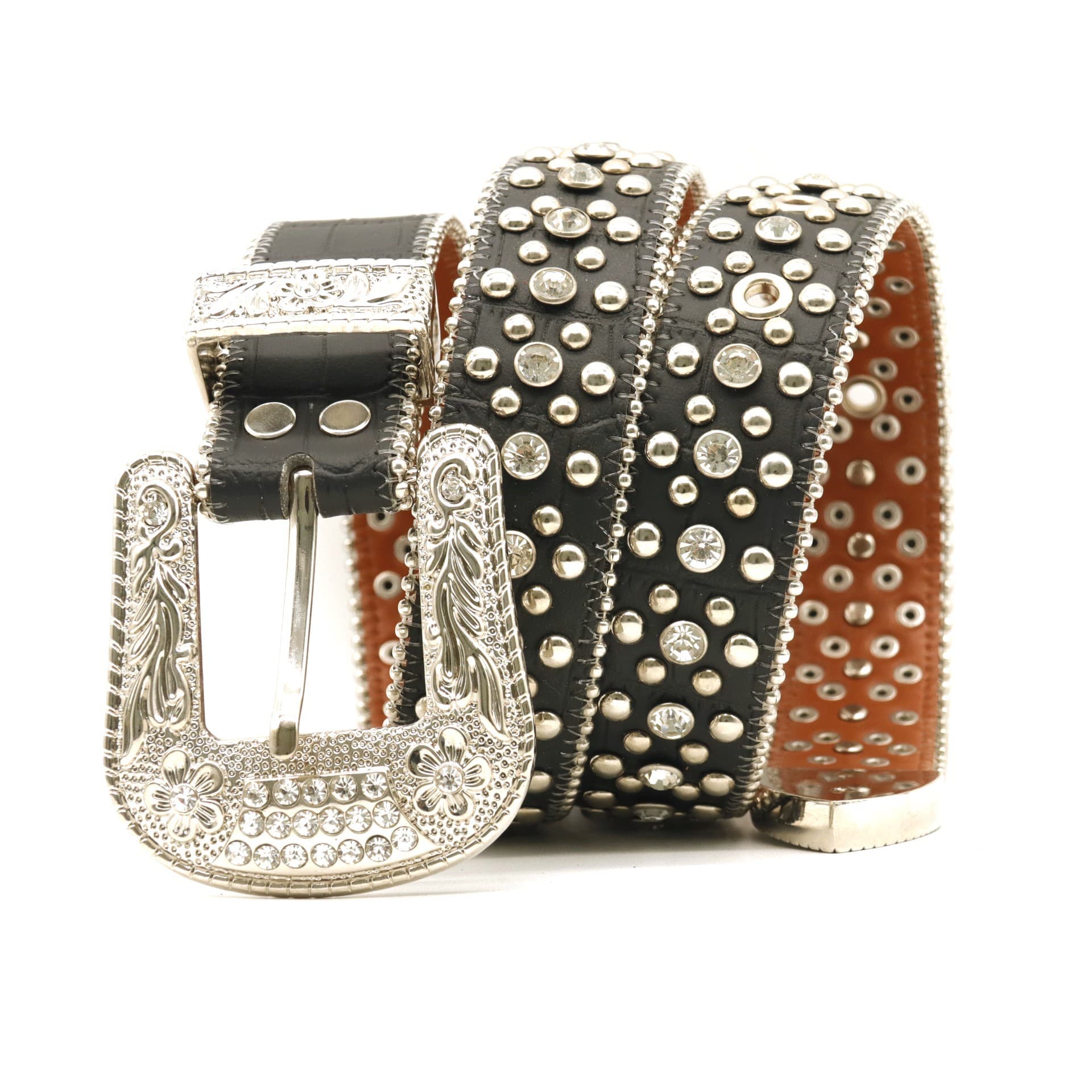Water Diamond Men's Belt with Rivet Alloy Needle Buckle Personalized Street Punk Network Red Fashion Pants