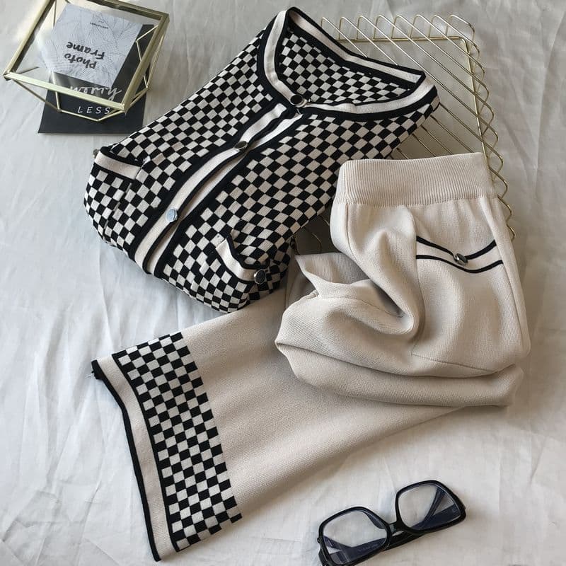 Women's Two-piece Set For Small People In Autumn With High-Significant Suit Small Fragrant Style Wide-leg Pants Western And Fashionable