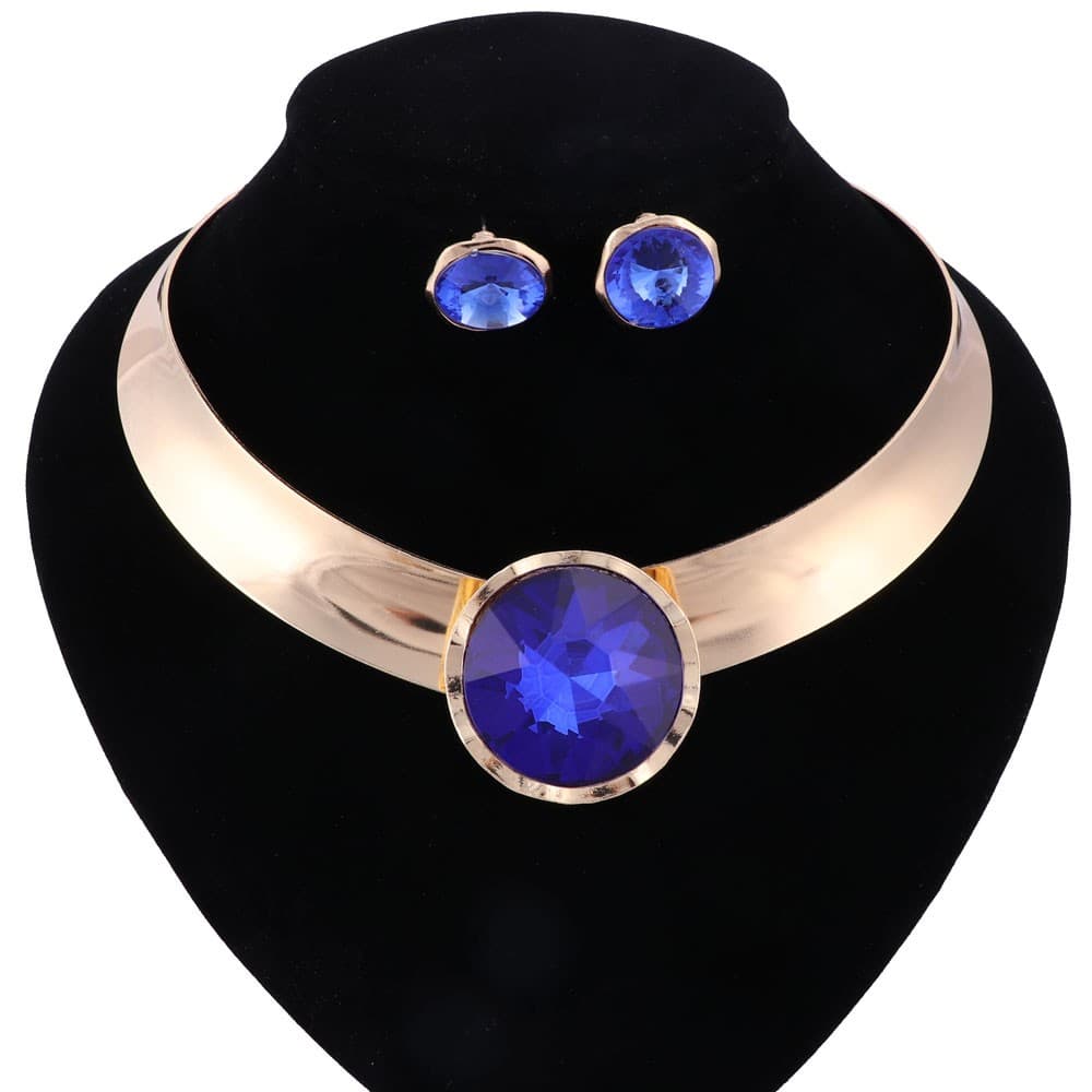 Necklace Pendant Chunky Luxury Choker Unique Crystal Statement Necklace Earring Women Party Jewelry Sets