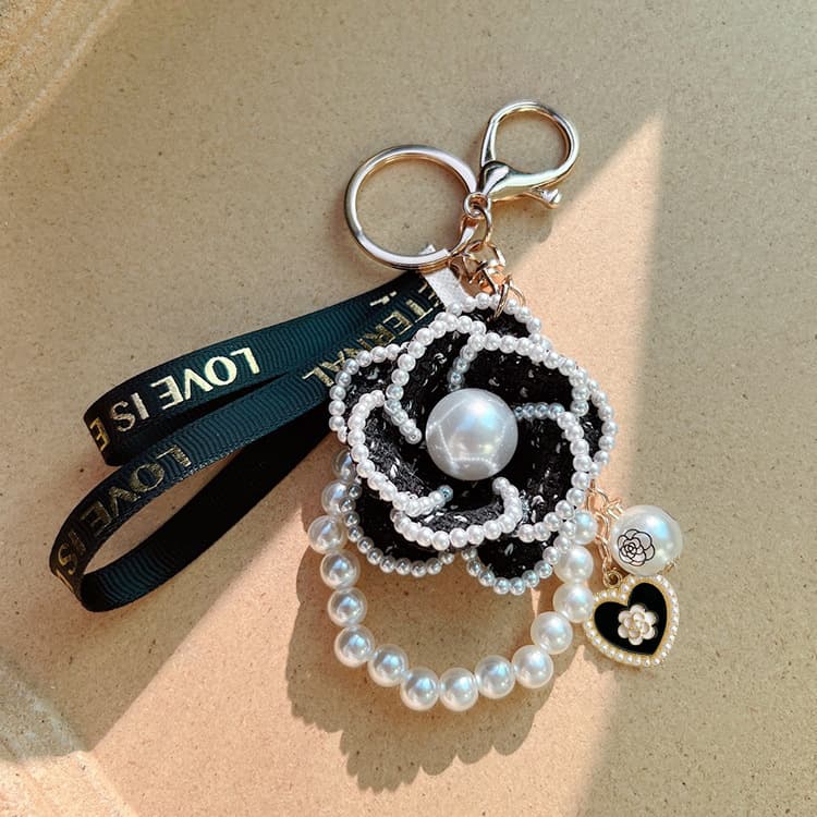 Bag Parts & Accessories Version Of Pearl Element Camellia Keychain Bag Pendant Creative Design Supply Factory Goods