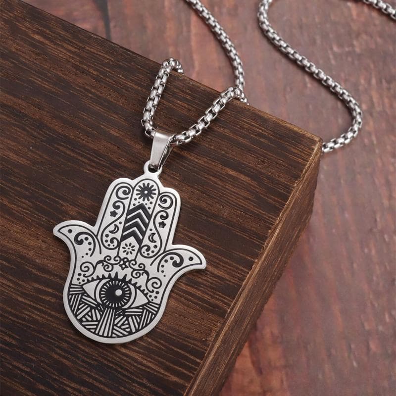 Collier en acier inoxydable avec pendentif esprit et Qi de la main de Tima, anti-corrosion et mauvais œil
