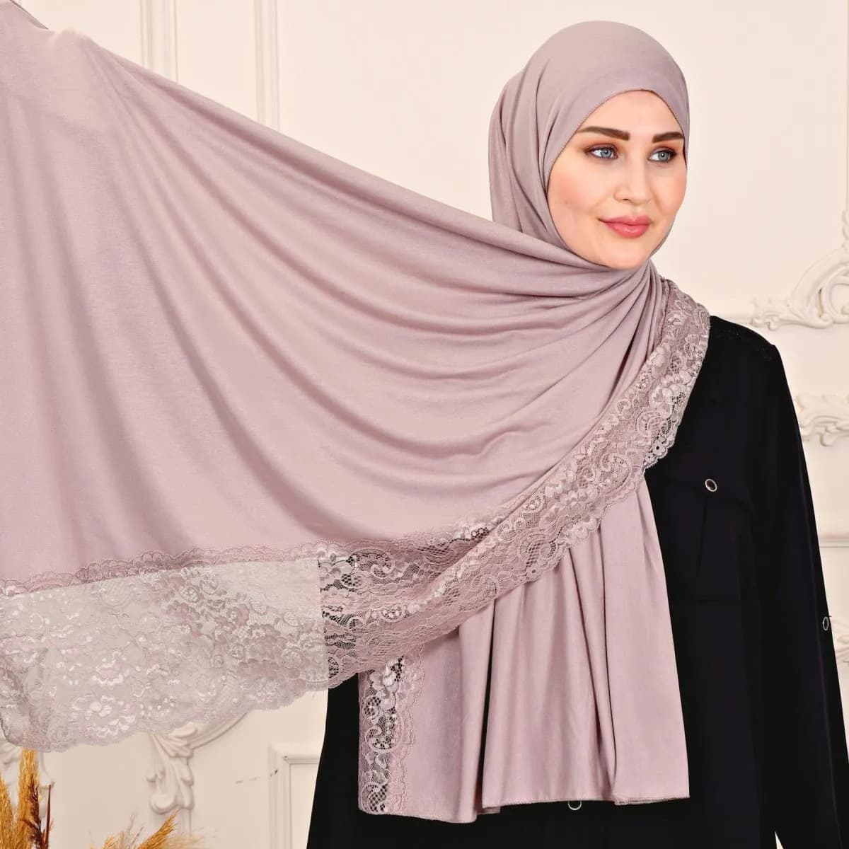 Women's Hijab new solid color modal lace ladies headscarf long scarf scarf