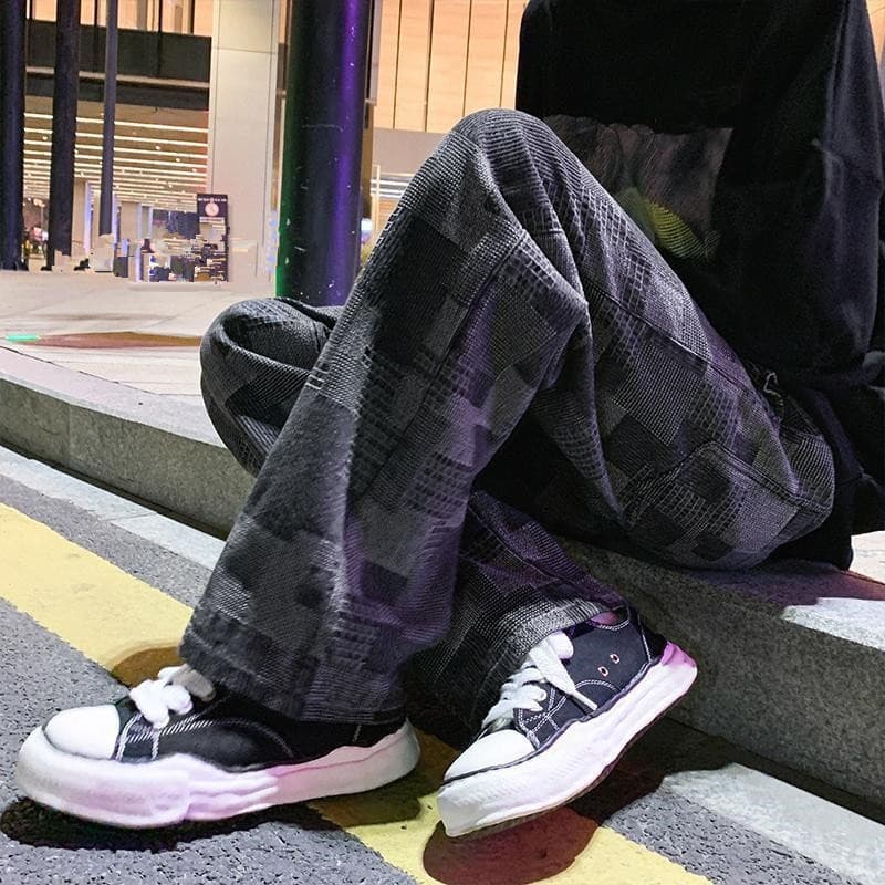 Men's Clothing Brand Straight Jeans Men's Spring New Loose Wide Leg Pants Irregular Square Casual Mopping Trousers