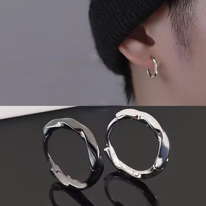 Men's & Women's Twisted Hoop Earrings For Ear Piercing - Hypoallergenic Silver-Plated Earrings For Cartilage & Lobe - 8mm/10mm/12mm/14mm