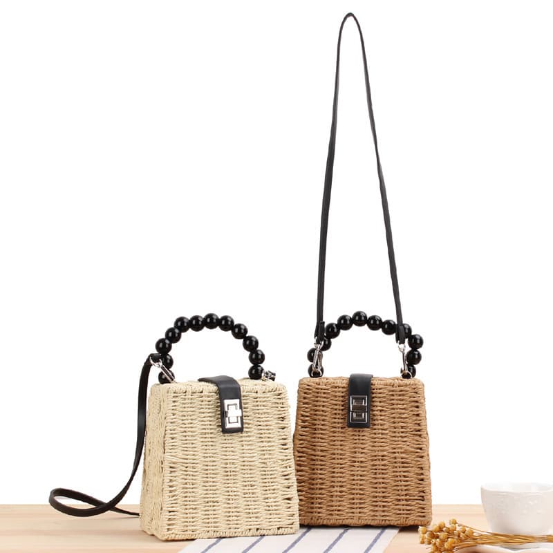 Women's fashion single shoulder straw bag pastoral style beach bag