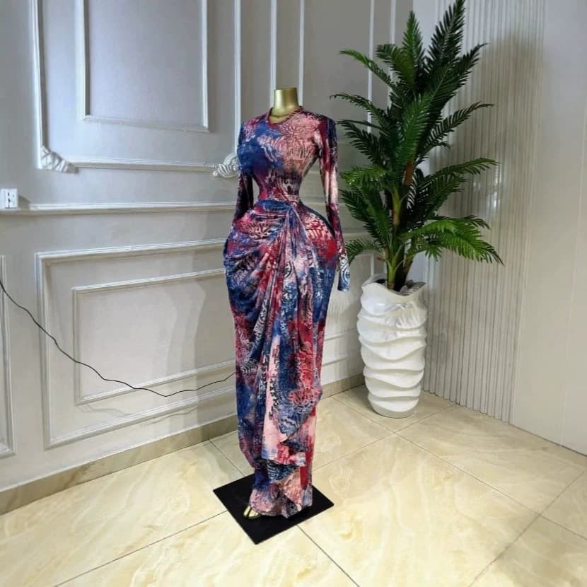 Spring/Summer INS Long Sleeved Pleated Dress For Women Elegant Printed Classy Vacation Dress