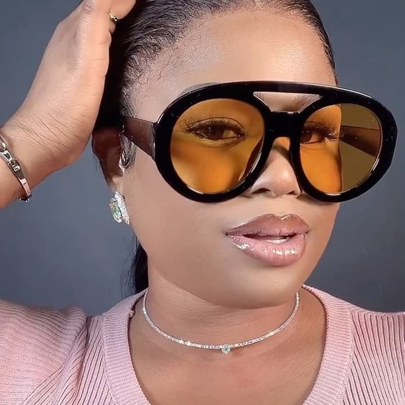Women's Sunglasses Oversized Frame Toad Shaped Sunglasses Double Beam Double Beam Fashion Contrast Color Sunglasses Ins Net Celebrity Sunglasses