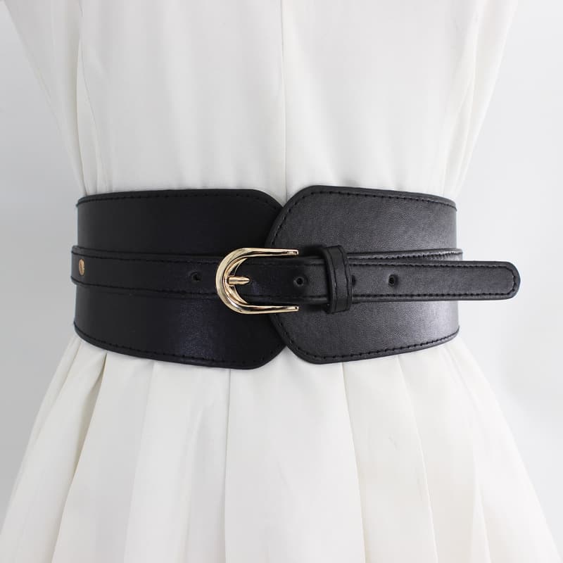 Wide Belt for Women with Pin Buckle Decorative Dress, Elastic Elastic Girdle, European and American Retro Fashion Girdle for Women