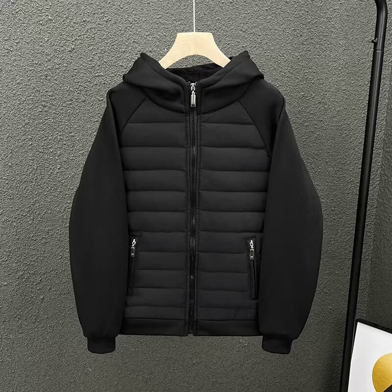 Men's Clothing Men's Autumn And Winter Cotton Casual Hooded Lining Full Edge Light Sweater Couple Jacket Casual Top Solid Color Stitching