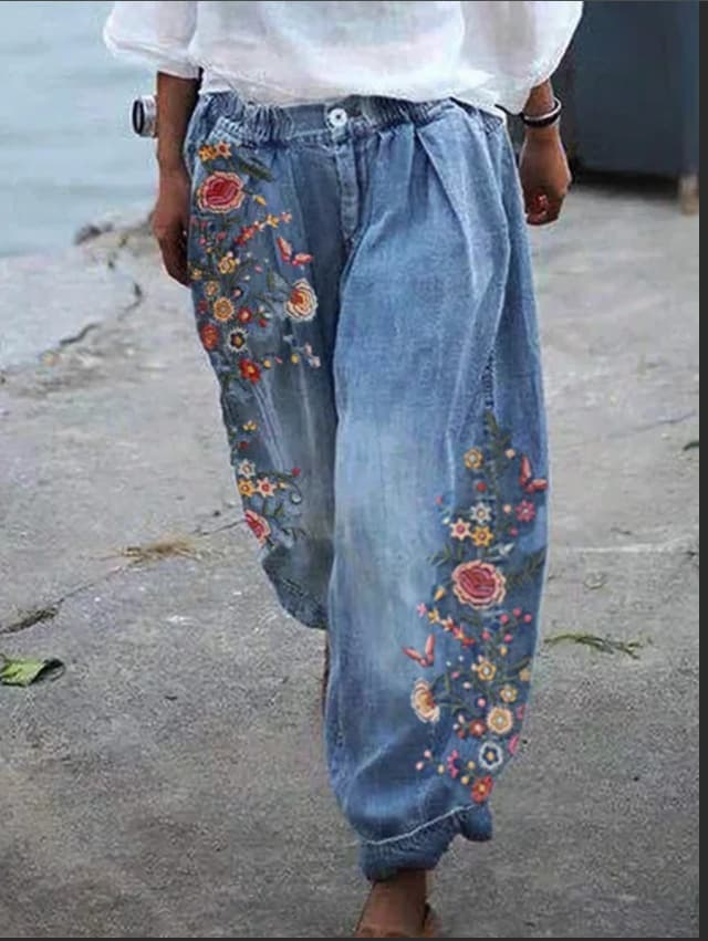 Women's Jeans Faux Denim Lantern Pants Women