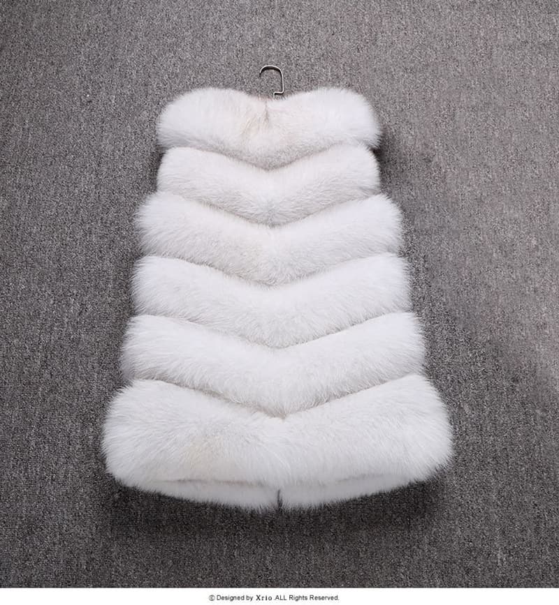 Gilet en fourrure de renard pour femme, coupe mi-longue, nouveau modèle