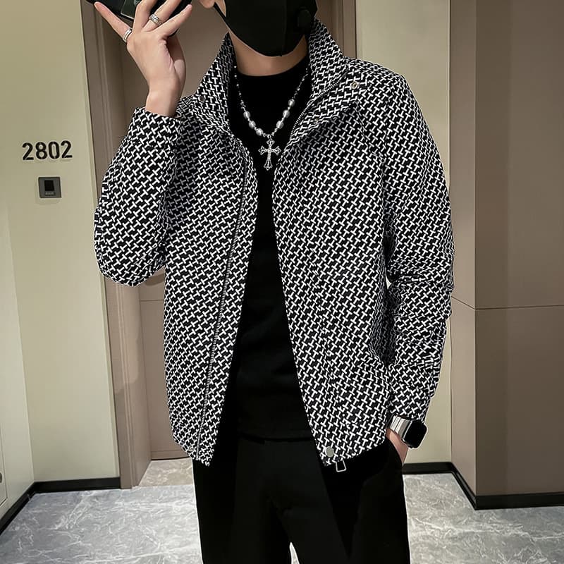 High end standing collar for Korean version men's clothing, 2023 new spring and autumn season trendy brand ruffian