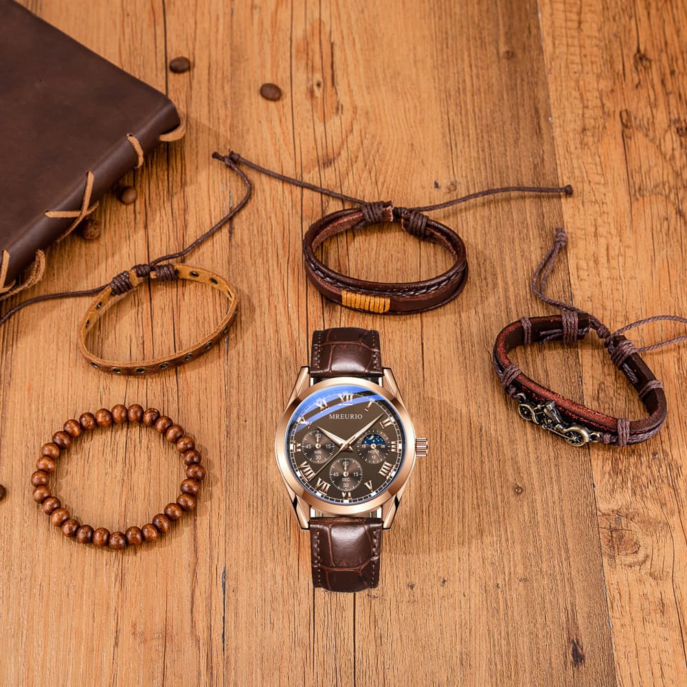 5pcs/set Watch Gift Set Bracelet Set+luxury Belt Quartz Watch Quartz Watch